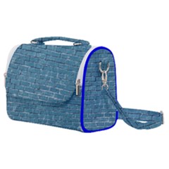 White And Blue Brick Wall Satchel Shoulder Bag