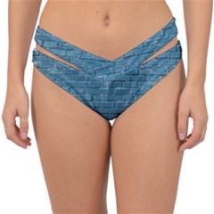 White And Blue Brick Wall Double Strap Halter Bikini Bottom by artworkshop