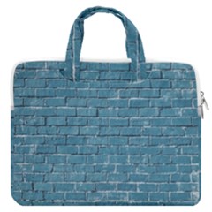 White And Blue Brick Wall Macbook Pro 16  Double Pocket Laptop Bag  by artworkshop