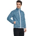 White And Blue Brick Wall Men s Bomber Jacket View2