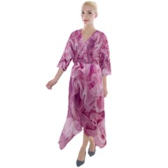 Pink Chiffon Tutu Quarter Sleeve Wrap Front Maxi Dress by PollyParadiseBoutique7