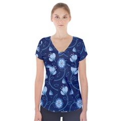 Flower Short Sleeve Front Detail Top by zappwaits