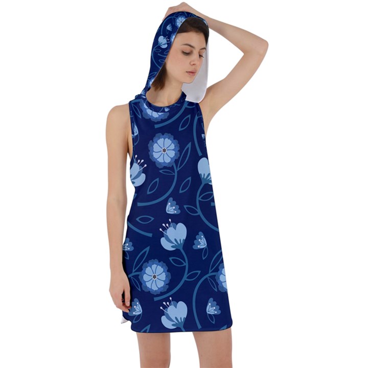 Flower Racer Back Hoodie Dress