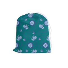 Floral-seamless-pattern Drawstring Pouch (large) by zappwaits