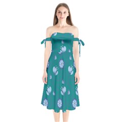 Floral-seamless-pattern Shoulder Tie Bardot Midi Dress by zappwaits