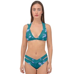 Floral-seamless-pattern Double Strap Halter Bikini Set