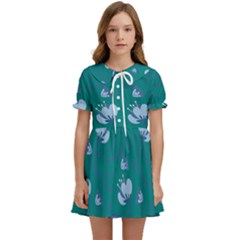 Floral-seamless-pattern Kids  Sweet Collar Dress