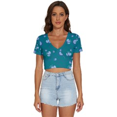 Floral-seamless-pattern V-Neck Crop Top