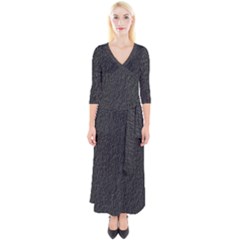 Black Wall Texture Quarter Sleeve Wrap Maxi Dress by artworkshop