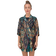 Flower Texture Half Sleeve Chiffon Kimono by artworkshop