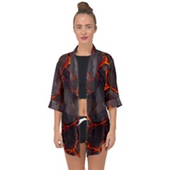 Lava Volcanic Rock Texture Open Front Chiffon Kimono by artworkshop