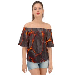 Lava Volcanic Rock Texture Off Shoulder Short Sleeve Top