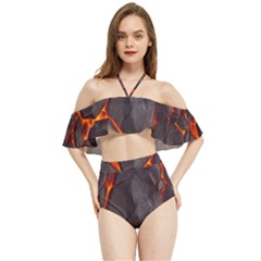 Lava Volcanic Rock Texture Halter Flowy Bikini Set  by artworkshop