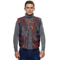Lava Volcanic Rock Texture Men s Short Button Up Puffer Vest	 by artworkshop