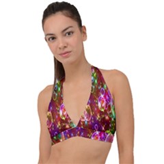 Rainbow Spectrum Bubbles Halter Plunge Bikini Top by artworkshop