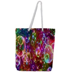 Rainbow Spectrum Bubbles Full Print Rope Handle Tote (large) by artworkshop