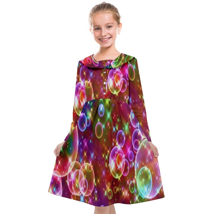 Rainbow spectrum bubbles Kids  Midi Sailor Dress