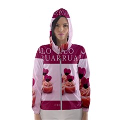 Hello February Text And Cupcakes Women s Hooded Windbreaker by artworkshop