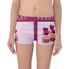 Hello February Text And Cupcakes Reversible Boyleg Bikini Bottoms by artworkshop