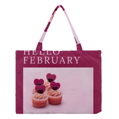 Hello February Text And Cupcakes Medium Tote Bag