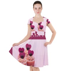 Hello February Text And Cupcakes Cap Sleeve Midi Dress by artworkshop