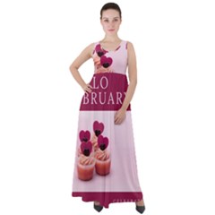 Hello February Text And Cupcakes Empire Waist Velour Maxi Dress by artworkshop