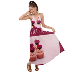 Hello February Text And Cupcakes Backless Maxi Beach Dress by artworkshop