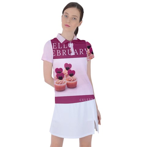 Hello February Text And Cupcakes Women s Polo Tee by artworkshop