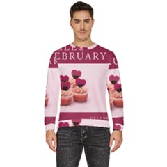 Hello February Text And Cupcakes Men s Fleece Sweatshirt by artworkshop