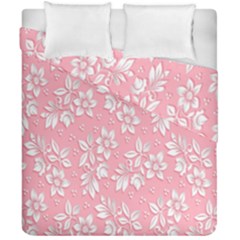 Texture With White Flowers Duvet Cover Double Side (california King Size)