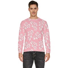 Texture With White Flowers Men s Fleece Sweatshirt by artworkshop