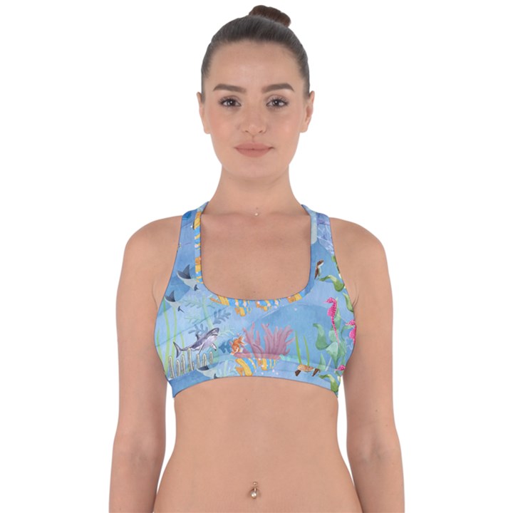 Great Barrier Reef  Cross Back Hipster Bikini Top 