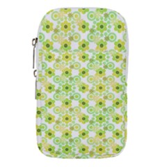 Bitesize Flowers Pearls And Donuts Yellow Green Check White Waist Pouch (large) by Mazipoodles