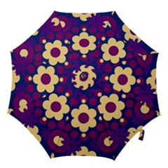 Flowers Pearls And Donuts Purple Burgundy Peach Navy Hook Handle Umbrellas (medium) by Mazipoodles