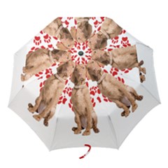 Vizsla Gifts T- Shirt Cool Vizsla Valentine Heart Paw Vizsla Dog Lover Valentine Costume T- Shirt Folding Umbrellas by maxcute