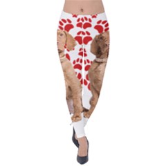 Vizsla Gifts T- Shirt Cool Vizsla Valentine Heart Paw Vizsla Dog Lover Valentine Costume T- Shirt Velvet Leggings by maxcute