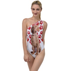 Vizsla Gifts T- Shirt Cool Vizsla Valentine Heart Paw Vizsla Dog Lover Valentine Costume T- Shirt To One Side Swimsuit