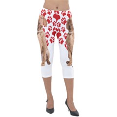 Vizsla Gifts T- Shirt Cool Vizsla Valentine Heart Paw Vizsla Dog Lover Valentine Costume T- Shirt Lightweight Velour Capri Leggings  by maxcute