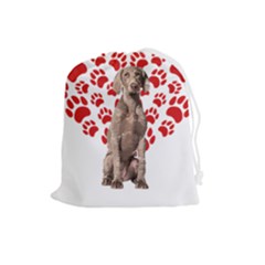 Weimaraner Gifts T- Shirt Cool Weimaraner Valentine Heart Paw Weimaraner Dog Lover Valentine Costume Drawstring Pouch (large) by maxcute