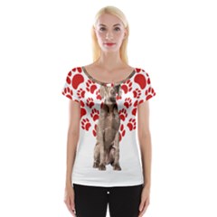 Weimaraner Gifts T- Shirt Cool Weimaraner Valentine Heart Paw Weimaraner Dog Lover Valentine Costume Cap Sleeve Top