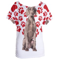 Weimaraner Gifts T- Shirt Cool Weimaraner Valentine Heart Paw Weimaraner Dog Lover Valentine Costume Women s Oversized Tee