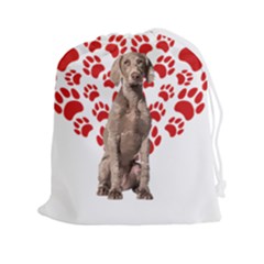 Weimaraner Gifts T- Shirt Cool Weimaraner Valentine Heart Paw Weimaraner Dog Lover Valentine Costume Drawstring Pouch (2XL)