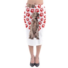 Weimaraner Gifts T- Shirt Cool Weimaraner Valentine Heart Paw Weimaraner Dog Lover Valentine Costume Midi Pencil Skirt