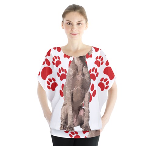 Weimaraner Gifts T- Shirt Cool Weimaraner Valentine Heart Paw Weimaraner Dog Lover Valentine Costume Batwing Chiffon Blouse by maxcute