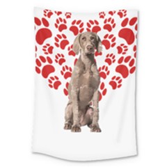 Weimaraner Gifts T- Shirt Cool Weimaraner Valentine Heart Paw Weimaraner Dog Lover Valentine Costume Large Tapestry