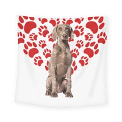 Weimaraner Gifts T- Shirt Cool Weimaraner Valentine Heart Paw Weimaraner Dog Lover Valentine Costume Square Tapestry (Small)