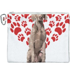 Weimaraner Gifts T- Shirt Cool Weimaraner Valentine Heart Paw Weimaraner Dog Lover Valentine Costume Canvas Cosmetic Bag (XXXL)