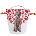 Weimaraner Gifts T- Shirt Cool Weimaraner Valentine Heart Paw Weimaraner Dog Lover Valentine Costume Drawstring Bucket Bag View1