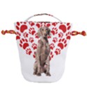 Weimaraner Gifts T- Shirt Cool Weimaraner Valentine Heart Paw Weimaraner Dog Lover Valentine Costume Drawstring Bucket Bag View2