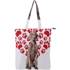 Weimaraner Gifts T- Shirt Cool Weimaraner Valentine Heart Paw Weimaraner Dog Lover Valentine Costume Double Zip Up Tote Bag
